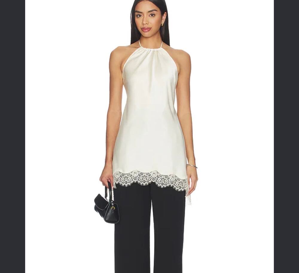 New Tularosa Sophie satin ivory top backless sz M $150 revolve
